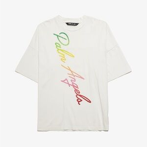 Palm Angel Rainbow Script Tee - White XL - New with Tags